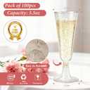 GuanQiao 100 Pack Plastic Champagne Flutes, 5.5 OZ Disposable Plastic Champagne Glasses with Gold Glitter, Wine Glasses Cups for Wedding Celebration Party Wine Tasting New Years Eve Supplies