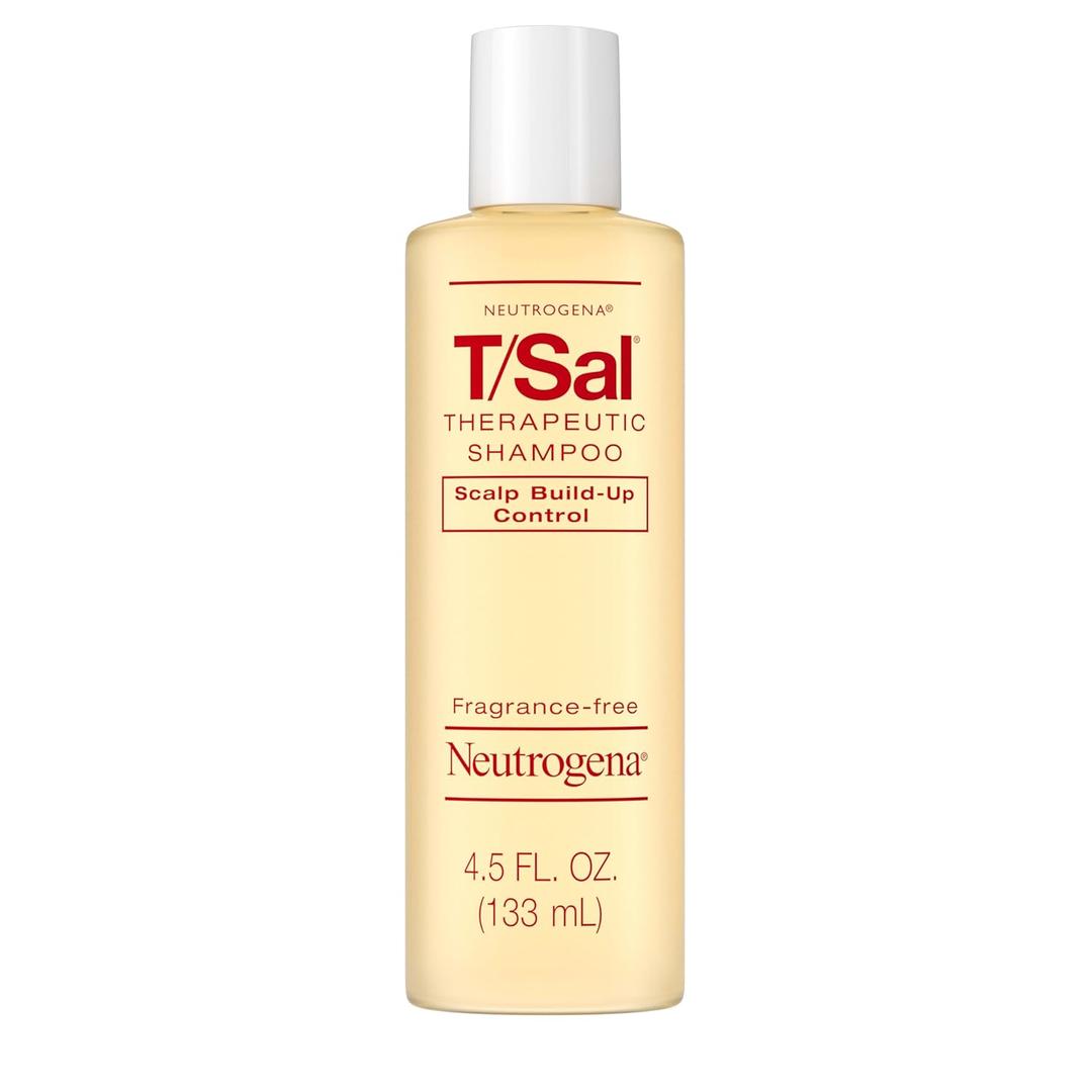Neutrogena T/Sal Therapeutic Dandruff Shampoo, Scalp Build-Up Control, 3% Salicylic Acid,Psoriasis Treatment, Seborrheic Dermatitis Shampoo, Clears Flakes, Fragrance Free, 4.5 fl oz