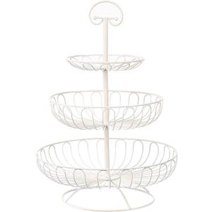Juvale Countertop Fruit Bowl 3-Tier Wire Fruit Basket - 18.25 in Tall, White Metal, Classic Round Style - Space-Saving Kitchen Organizer & Produce Stand with Tool-Free Assembly & Carry Handle