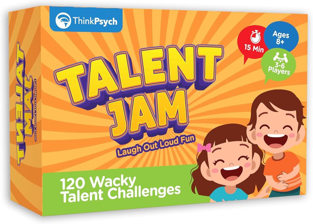 ThinkPsych Talent Jam - Hilarious Talent Show & Charades Game - Fun Family Games for Kids and Adults - Family Game Night for Teens, 6 inches by 4 inches