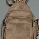 CLUCI Small Sling Bag for Women, Vegan Leather Fanny Pack Crossbody Bags for Women, Chest Bag With Guitar Strap (A-6 Light Brown)