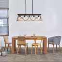 Farmhouse Chandeliers for Dining Room, Rustic Kitchen Island Light Fixture, 5-Light Linear Pendant Lighting Rectangular Chandelier, Metal Solid Ceiling Lights