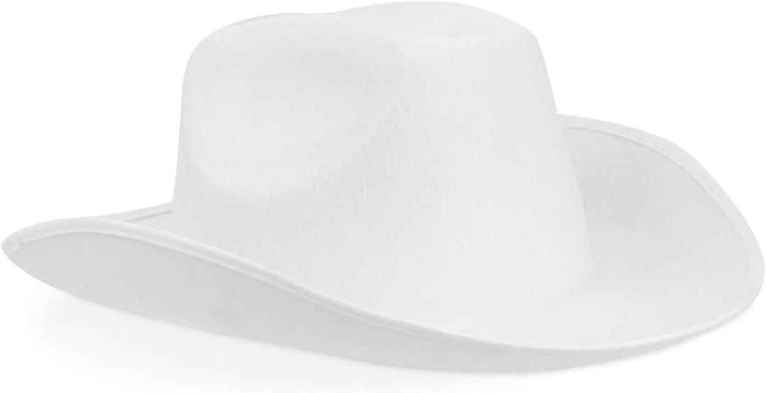 Zodaca Felt Cowboy Hat for Men and Women, Western Cowgirl Hat for Halloween Costume Birthday Bachelorette Party (Adult Size) (White)