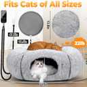 Heated Cat Bed Indoor  31.5'' Cozy Warming Donut Cat Tunnel Bed with Timer & Temp Adjustable, Removable Waterproof Electric Heating pad, Play & Rest in One, Treat Your Kitty to Warmth & Fun