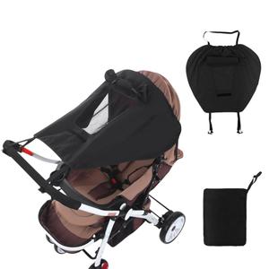 Universal Stroller Sun Shade UV Protection Baby Stroller Sun Cover Waterproof Stroller Cover with Viewing Window for Outdoor(Only Sun Cover) (Black)