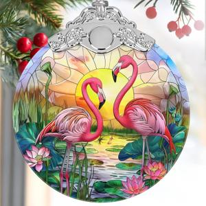 Flamingo 2025 Ornaments for Christmas Tree, Stained Glass Christmas Decoration, Holiday Decor, Gift Idea for Lovers