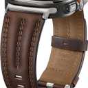 Leather Band Compatible with Samsung Galaxy Watch Ultra 47mm(2025/2024), Genuine Leather Rugged Durable Classic Vintage Handcrafted Outdoor Business Travel Gift Samsung Watch Strap for Men,Sliver - Retro Walnut