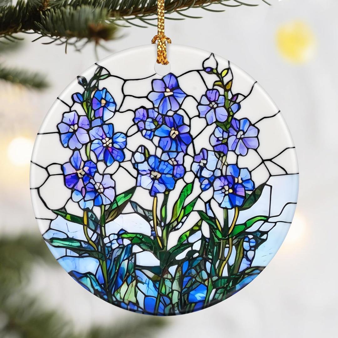 3 x Christmas Ornaments, 2.8in Ceramic Birth Flower Ornament, Xmas Decor, Christmas Tree Ornaments, Xmas Decorations for Tree, Holiday Ornament, Birth Flower Gifts, Gift Ideas, Gifts for Women - July