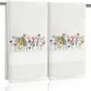 SmoothNovelty 2 Pcs Boho Floral Hand Towels Cream Bathroom Decor 14x29 Inch Embroidered 100% Cotton Soft Absorbent Spring Summer Decorative Hand Towels for Bathroom Kitchen