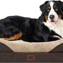 EHEYCIGA Orthopedic XXL Dog Bed for Large Sized Dog, 52x41 Inch Extra Large Memory Foam Dog Couch Bed with Sides, Waterproof Liner & Washable Removable Cover, Bolster Pet Sofa, Brown