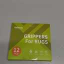 Rabenda 12 Pcs Rug Tape, Non Slip Rug Pads Grippers for Hardwood Floors and Tiles, Reusable Carpet Tape for Area Rugs, Double-Sided Adhesive Rug Stickers Keep Corners Flat (Black)