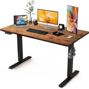 Electric Standing Desk - Sit to Stand Desks for Home Office & Gaming - Height Adjustable Standup Computer Table - One Piece Desktop and Rising Frame with Storage - 48 Inch Brown