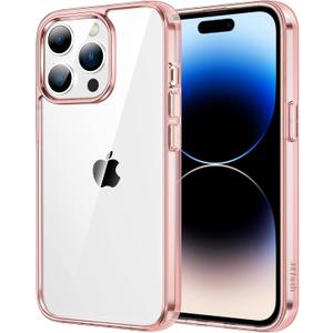 JETech Case for iPhone 14 Pro Max 6.7-Inch, Non-Yellowing Shockproof Phone Bumper Cover, Anti-Scratch Clear Back (Rose Gold)