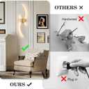 Battery Operated Wall Sconces Set of Two with Remote Control, Battery Wall Light, Stepless Colors 3000K-6000K & Dimming, Gold Rechargeable Wall Sconces for Living Room, Hallway, Bedroom, 39.3 Inch