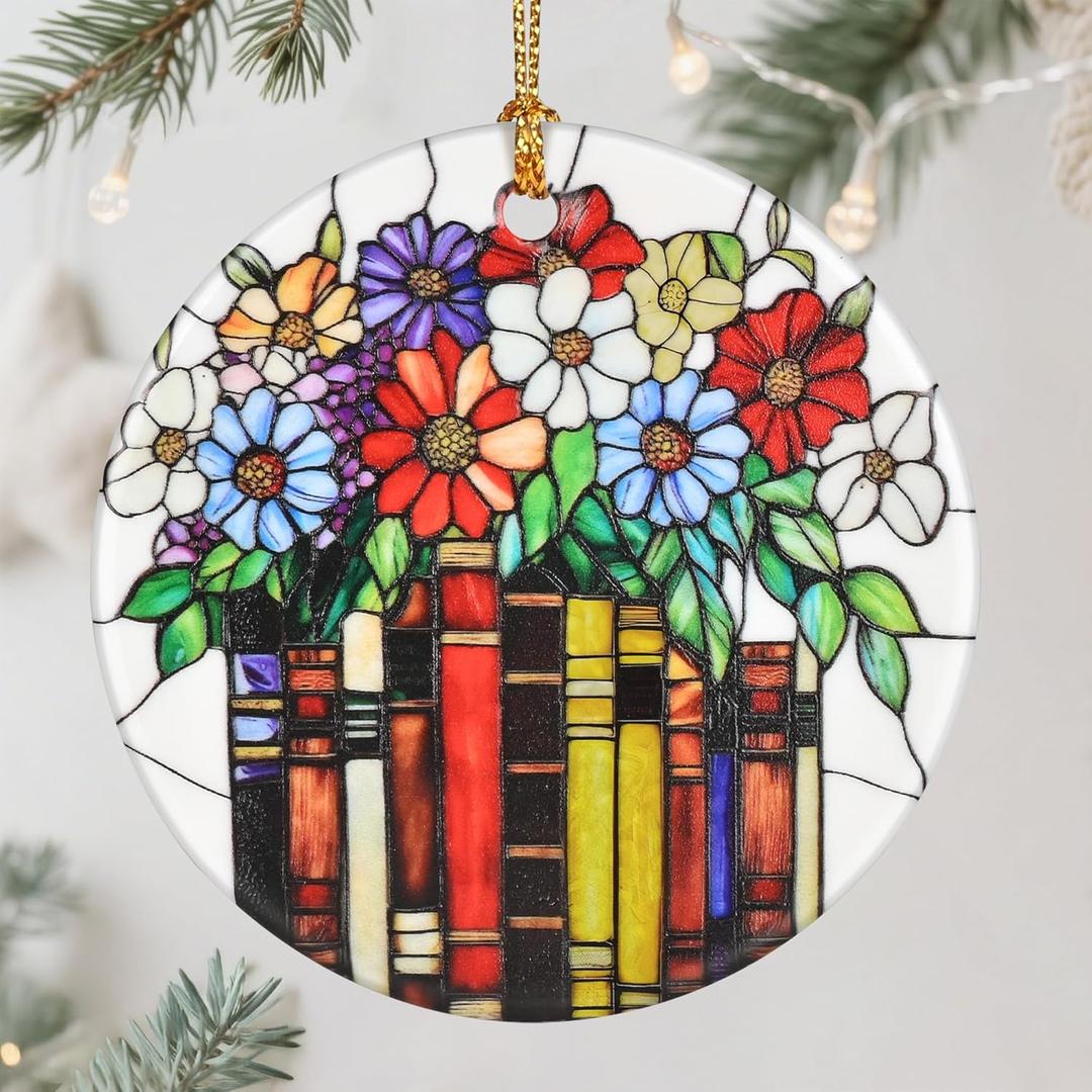 Flower Book Ornament  Christmas Ornament, Christmas Tree Decor, & Perfect Holiday Decor | Book Lover Gift, Bookworm Gifts