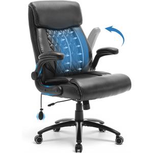 Heavy Duty High-Back Office Chair, Ergonomic Home Computer Chair with Lumbar Support & Tilt Lock, Big and Tall Executive Office Chairs for Work, Black (Set of 1)