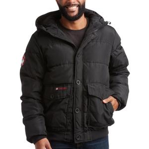 CANADA WEATHER GEAR Mens Winter Puffer Jacket - Heavyweight Insulated Ski Jacket Hooded Mens Coats Weather Resistant Coat (X-Large, Black)