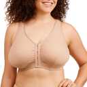 LEADING LADY Meryl Cotton Front-Closure Comfort & Sleep Bra - Comfy Cotton Sleep and Leisure Bras for Women 34C/DD