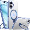 TORRAS 360 Spin Magnetic Stand for iPhone 16 Case 6.1 inch, Compatible with Magsafe, 12FT Military Grade Protection, Shockproof Slim Case for iPhone 16 Phone Case with Kickstand & Ring Holder, Blue (Ultramarine)