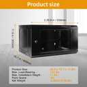6U Wall Mount Network Server Cabinet with Glass Door, Locks, Removable Side Panels, for IT Equipment, A/V Devices, Black