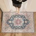 Area Rug 2x3 Door Mat, Washable Rugs, Stain Resistant Soft Thin Rug, Vintage Home Decor Non-Slip Rugs, for Bedroom, Office, Farmhouse, Front Door, Entryway (2x3 ' (Oblong), Blue)