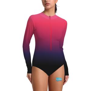 Beautikini Period Swimwear for Teens Long Sleeve One Piece Period Swimsuit UPF50+ Rash Guard Bathing Suit for Girls,Women XS