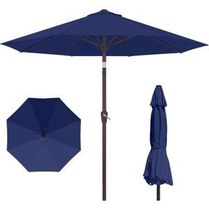 PatioKingdom 10FT Patio Umbrella with Push Button Tilt and Crank, Outdoor Market Umbrella with 8 Fiberglass Ribs, UV Protection Table Umbrella for Pool,Backyard,Garden,Deck