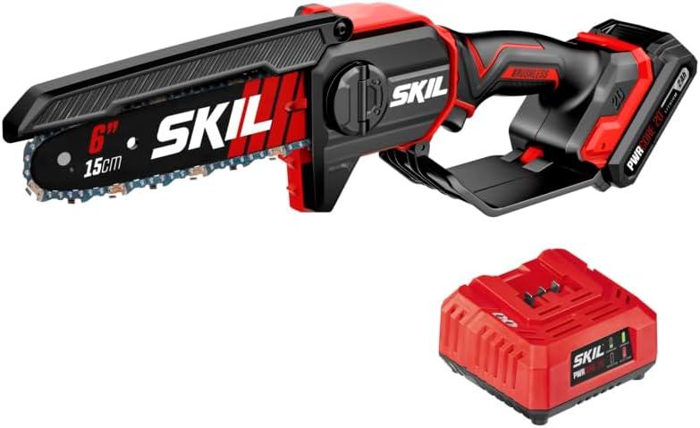 SKIL PWR CORE 20 Brushless 20V 6" Mini Chainsaw Kit including 2.0Ah Battery and Charger-PR0600B-11
