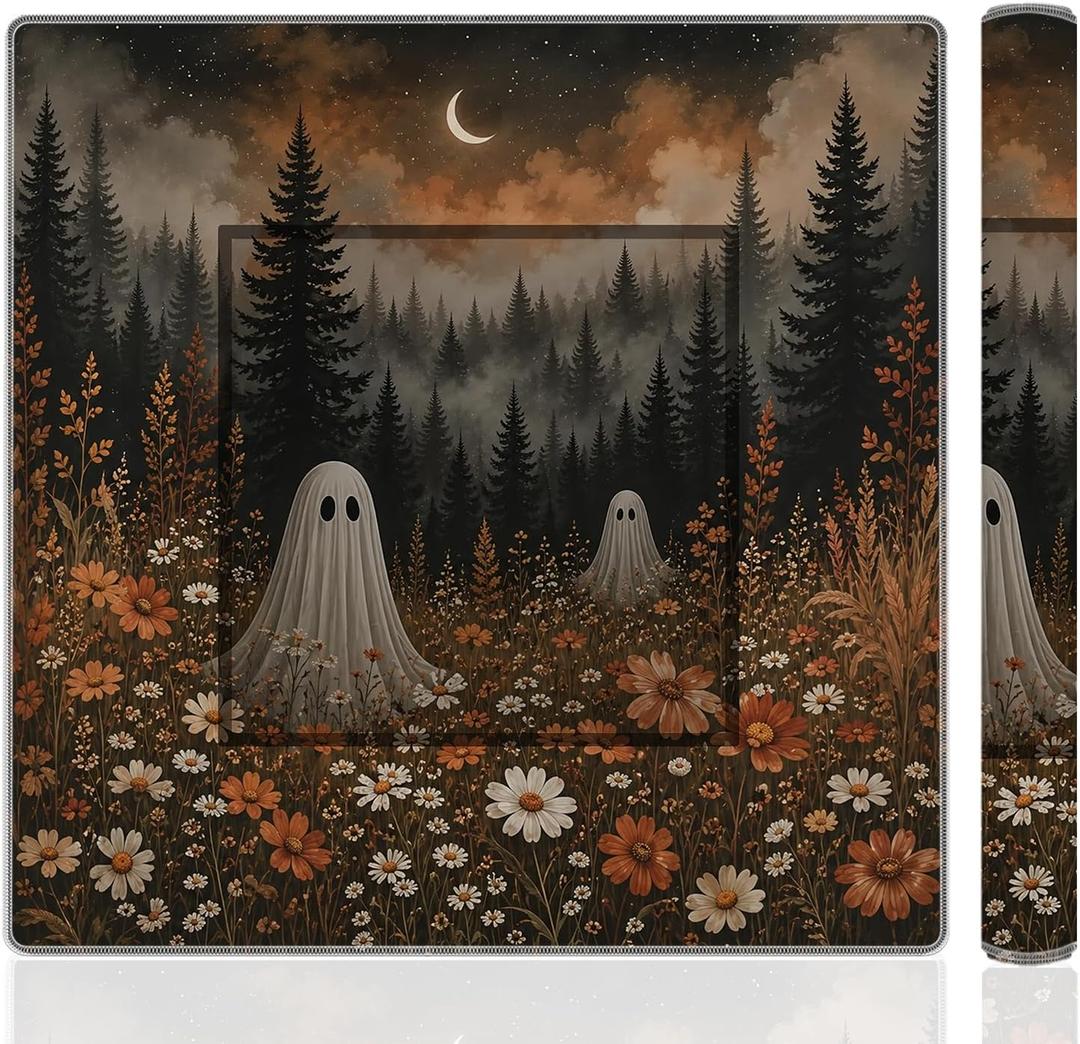 Ghost Floral Halloween American Mahjong Mat, 31.5"x31.5"