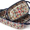 Vintage Style Cherry Blossom Flowers Pottery Bakeware Ceramic Casserole Dish Bak