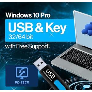 PC-TECH Compatible with Windows 10 Professional 64 Bit USB With Key. Factory fresh, Recover, Repair and Restore. Key code and USB install Included. Fix PC, Laptop and Desktop. Free Technical Support