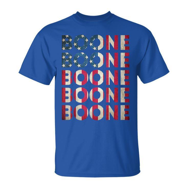 Boone Personalized Name Vintage Retro US Flag Woman Man TShirt, Size Small