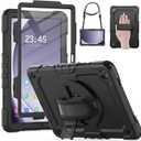 HXCASEAC Case for Samsung Galaxy Tab A9+ Plus 11 Inch, Protective with Screen Protector/Hand Strap/Pen Holder, Sturdy Shockproof for Samsung A9 Plus Tablet Case SM-X210 SM-X216 SM-X218 - Black (Black/Black)