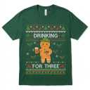 Drinking for Three gingerbread man graphic T-Shirt, XL