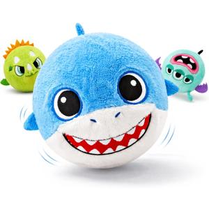 PlayZap Bouncy Balls 3" Big with Stuffed Animal 3 Pack - Soft Balls for Toddlers & Babies Plush Cover BPA-Free, Sensory Toys - Cute Bunny Shark Unicorn Design Ideal Gifts for Boys Girls