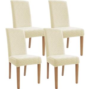 Chair Covers, Stretch Chair Covers for Dining Chairs 4 Pack, Anti-cat Scratch, Regular Size, Washable Spandex Kitchen Parsons Chair Slipcovers (White Plaid)