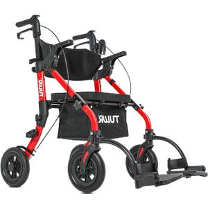 TULUR Walkers for Seniors, Rollator Walker with Seat, 10" Rubber Wheels All Terrain Rollator Walker with Backrest, Aluminum Walkers Built-in Cable Cup Holder, Foldable by TULUR (Blue)