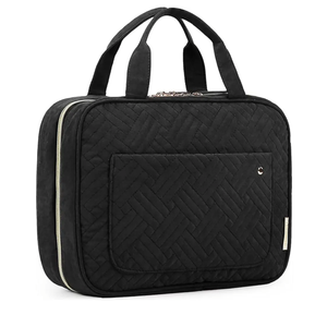 BAGSMART Toiletry Bag Travel Bag with Hanging Hook, Water-resistant Makeup Cosmetic Bag Travel Organizer for Accessories, Shampoo, Full-size Container, Toiletries (Black, Medium)