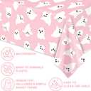 4 Pcs Halloween Plastic Tablecloths Pink White Ghost Disposable Table Cover Cute Rectangle Table Cloth for Birthday Baby Shower Party Decor, 54 x 108 Inch