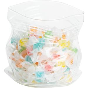 Restaurantware-22 Ounce Unzipped Bag Bowl, 1 Small Glass Bag - Realistic Crinkled Edges, Serve Candy, Popcorn, or Nuts, Clear Glass Bag Bowl, Dishwashable, Flat Base