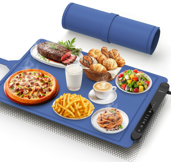 Warming Mat for Food Warmer Pad: 24"X16" Adjustable Foldable Silicone Electric Warming Tray for Buffets Party  Fast Heating Portable Hot Plates for Countertop Kitchen Travel Home Ideas