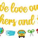 We Love Our Teachers and Staff Banner National Teacher Appreciation Week Decoration Thank You for Helping Us Grow Teachers Day Party Celebration Decor Supplies - Gold