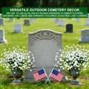 12 Bundles Artificial Flowers for Outdoors Summer Decor, Realistic UV Resistant Fake Plants Faux Plastic Flowers for Outside Planter Home Gardens Patio Porch Yards Spring Cemetery Decor(White)