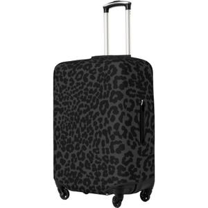 Black Leopard Travel Luggage Covers Elastic Washable Animal Texture Skin Suitcasee Protector Travel Suitcase Baggage Covers For Kid And Adult Travel Case, M (Fit 22-24 Inch Luggage