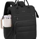 LOVEVOOK Puffer Laptop Backpack for Women, 15.6 Inch Work Backpack purse for Nurse Teacher, College Back to School Bookbag for Teen Girls, Personal Item Travel Bag Computer Daypack for Daily Commute (Black)