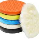 Autolock 6" Buffing Polishing Pads, 6Pcs 6.5inch 165mm Face for 6 Inch Backing Plate Compound Buffing Sponge and Woolen Pads Cutting Polishing Pad Kit for Car Buffer Polisher, Polishing and Waxing