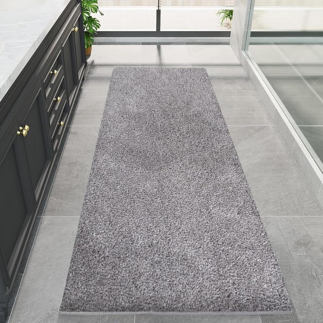 Gray Bathroom Rugs 45.6"x29.9", Extra Soft Absorbent Thick Shaggy Bath Rugs, Non Slip Quick Dry Bath Mat, Machine Washable Bath Rugs for Bathroom, Microfiber Rugs for Shower Bathtubs (Grey)