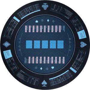 RUNNING HOT Exclusive Pro 47" Round Poker Mat: Anti-Slip, Durable, Foldable Design with Poker Probability Guide - Ideal for Casino Games, Carrying Bag Included