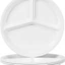 10" 4-Piece Melamine Divided Plates Set Portion Control & Bariatric-Friendly | 3-Compartment Design for Balanced Meals | Dishwasher-Safe White Dinner Plates