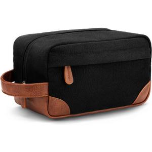 Vorspack Travel Toiletry Bag - Hanging Toiletry Bag for Men Water Resistant Canvas Shaving Bag with Large Capacity for Travel - Black (Medium)